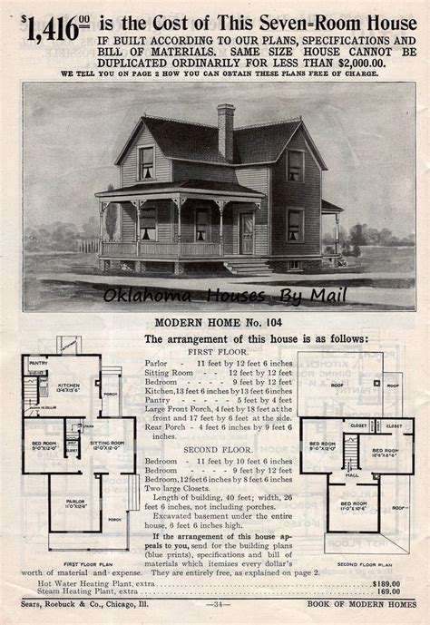 Sears 1908 4th Edition Pg34 Farmhouse Floor Plans Victorian House