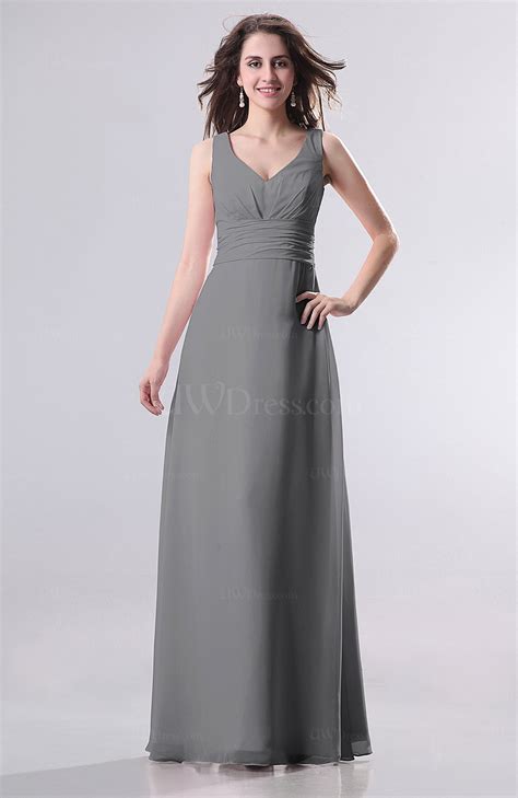 Elegant graphite grey one shoulder bridesmaid dresses. Grey Simple Empire Sleeveless Zip up Ruching Wedding Guest ...