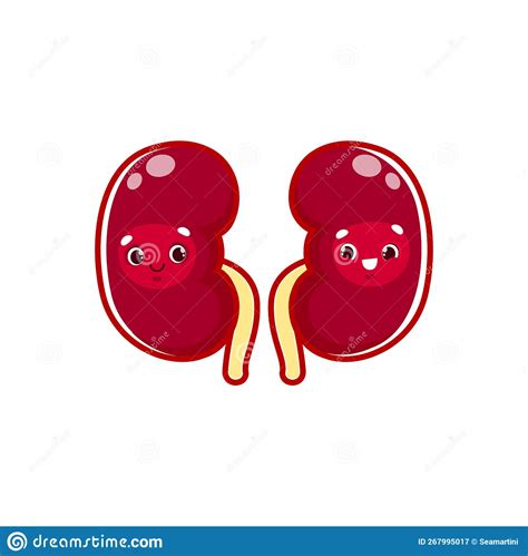 Cartoon Kidneys Human Body Organ Reins Character Stock Vector