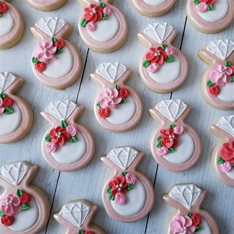 1 Dozen Ring Cookies Bachelorette Favor Engagement Ring Cookie Wedding Cookiesengagement
