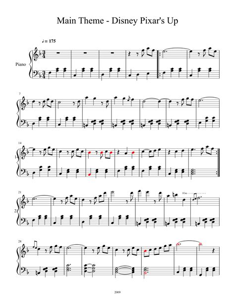 Main Theme Disney Pixars Up Sheet Music For Piano Download Free In