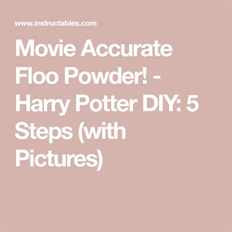 Movie Accurate Floo Powder Harry Potter Diy Harry Potter Diy