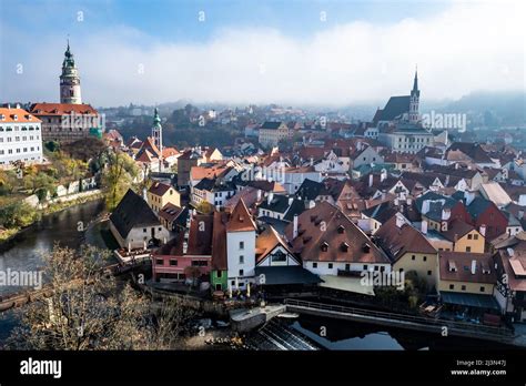 Historic City Of Cesky Krumlov In The Czech Republic In Europe Stock