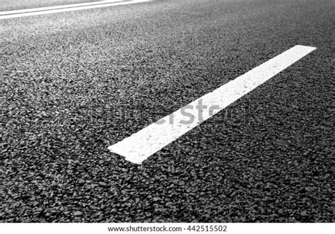 Asphalt Road Marking Lines White Stripes Stock Photo 442515502