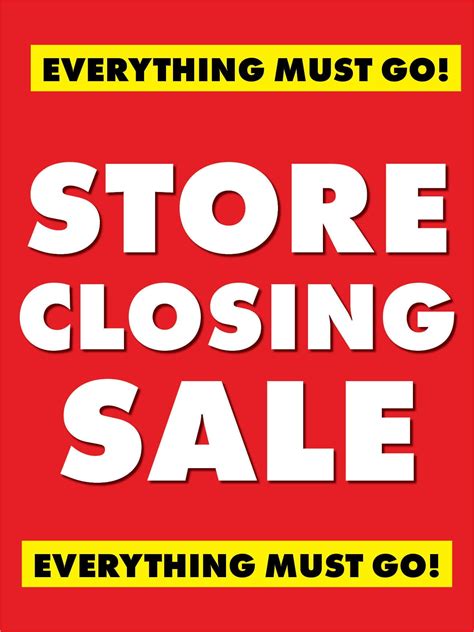 Store Closing Saleretail Display Sign 18w X 24h