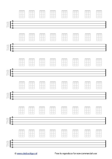 Free guitar tablature paper is a necessary tool for the guitar teacher! Blank TAB & Chord Paper | Ukulele Club Amsterdam