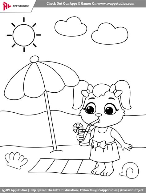 Beach Sunrise Coloring Page Embroidery Pattern Beach Art