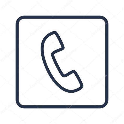 Phone Icon On White Background Rounded Rectangle Border Blue Outline