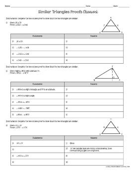 Here's what it says about similar triangles: Similar Triangles Proofs Practice Worksheets (Classwork and Homework)
