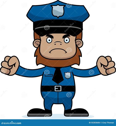Cartoon Angry Police Officer Sasquatch Stock Vector Image 55303606