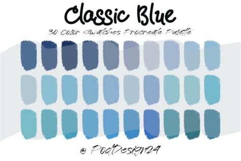 Azure Procreate Color Palette Hex Codes Blue Teal Navy