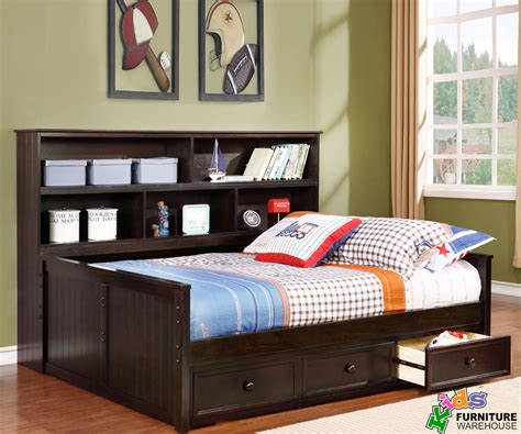 Full Size Bookcase Captains Daybed Graphite Allen House
