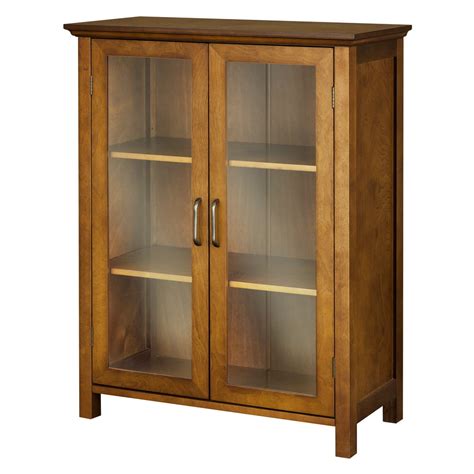 Elegant Home Fashions Avery Wooden 2 Door Floor Cabinet Oiled Oak