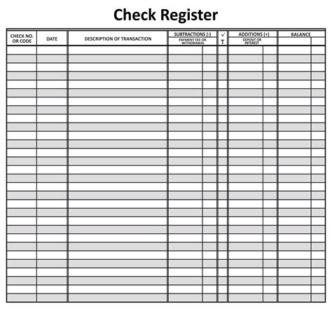 Free Checkbook Register Templates In Excel Word Pdf