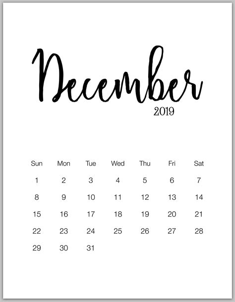 december  calendar page