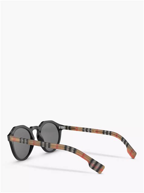 Burberry Be4280 Men S Round Sunglasses Black Grey At John Lewis And Partners