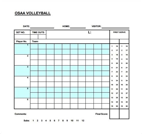 How To Use A Volleyball Score Sheet Template Free Sample Example