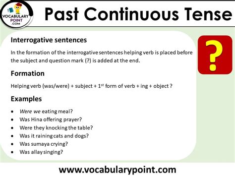 Past Continuous Tense Examples And Formation Download Pdf Vocabulary Point