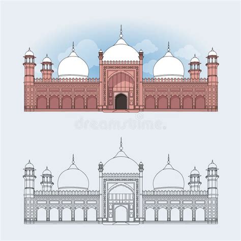 Badshahi Mosque Lahore Pakistan Stock Vector Illustration Of
