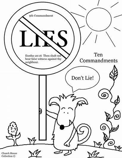 Lie Thou Shalt Coloring Sunday Lesson Commandments