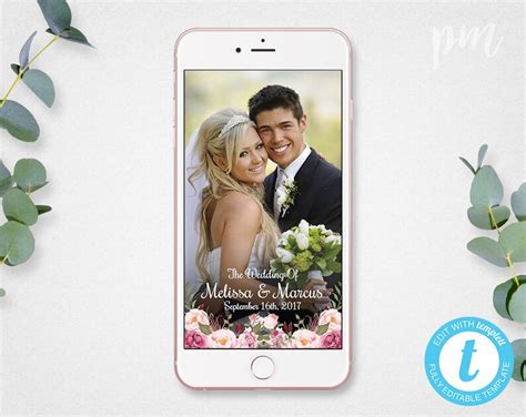 Pink Floral Wedding Snapchat Filter Snapchat Geofilter Etsy