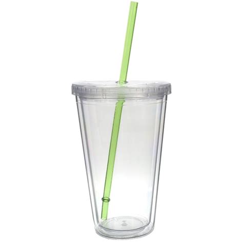 oz double wall clear acrylic tumbler  colored straw