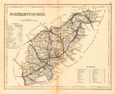 Northamptonshire Antique Hand Coloured County Map By Thomas Moule C1840