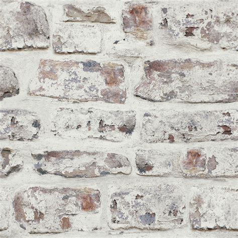 Whitewashed Wall White 335 X 22 Brick Wallpaper Brick
