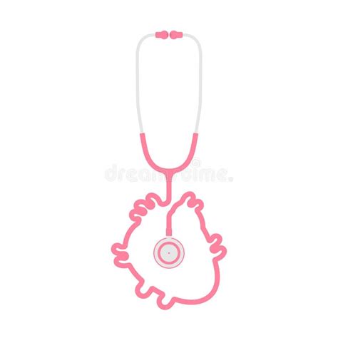 Pink Stethoscope In Shape Of Heart On White Stock Illustration