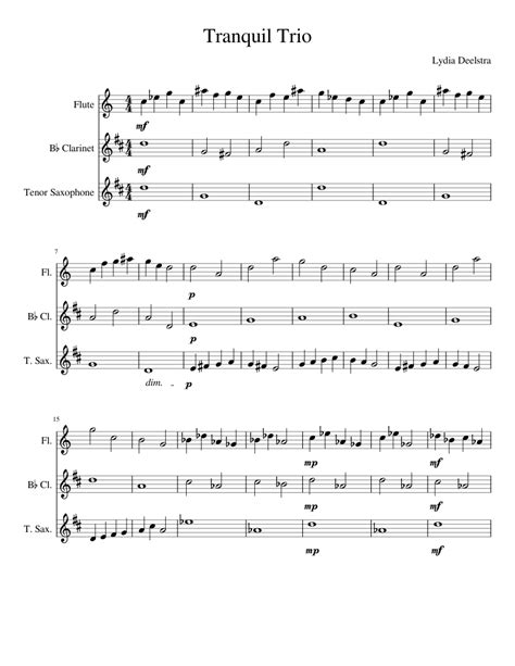 Tranquil Trio 20 Sheet Music For Flute Clarinet In B Flat Saxophone