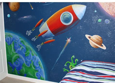 Alice On The Wall Outer Space Mural Kids Room Wall Murals Kids