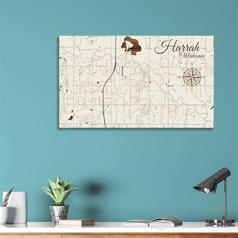 Oklahoma Harrah Street Map Etsy