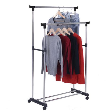 Newest Clothes Hanging Rail Portable Adjustable Garment Rack Rolling