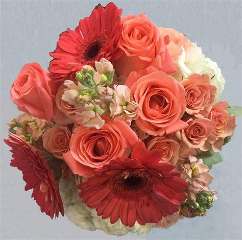 Coral Theme Wedding Bouquet In San Jose Ca Valley Florist