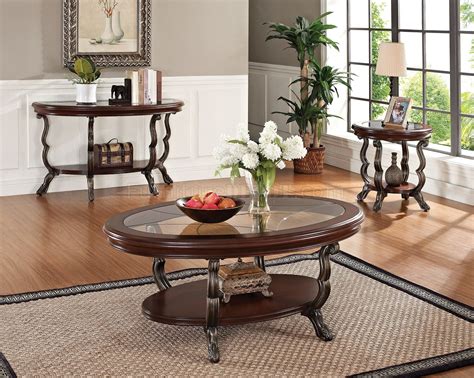Bavol 3pc Coffee And End Tables Set 80120 In Cherry By Acme