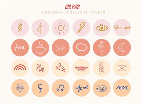 Girly Instagram Story Highlight Icons Bright Instagram Icons Etsy