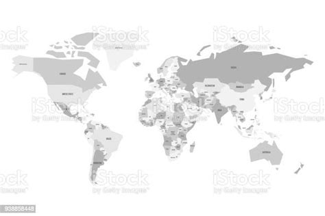 Polityczna Mapa Świata Uproszczona Mapa Wektorowa W Czterech Odcieniach
