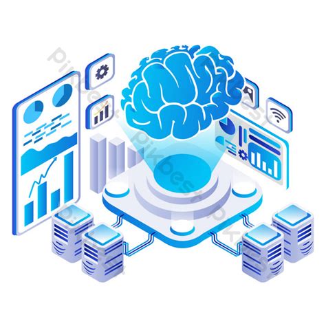 Commercial Vector Isometric Artificial Intelligence Brain Png Images