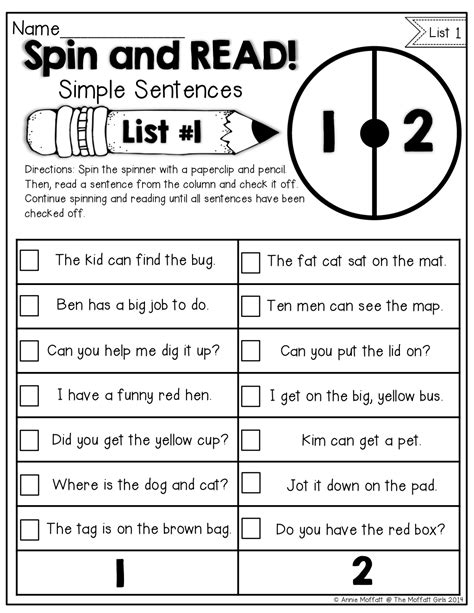 We did not find results for: Spin and READ simple sentences with SIGHT WORDS and WORD ...