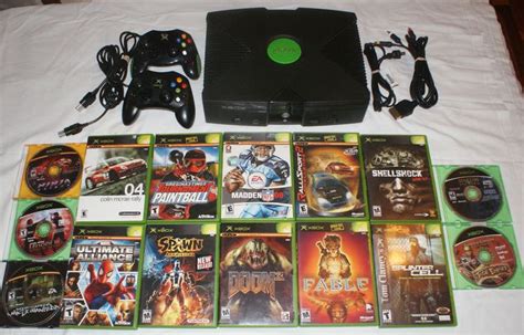 Microsoft Xbox Original Console Lot 2 Controllers 15 Games Fable Doom