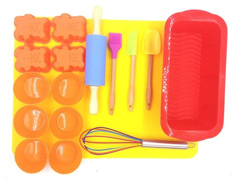 Morningrising 17 Pieces Introduction To Silicone Baking Set For Kids