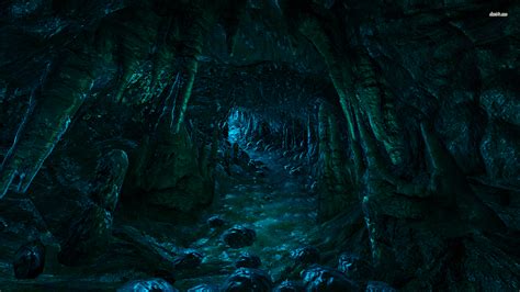 Stream Through The Dark Cave Wallpaper