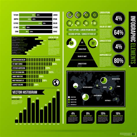 Sistema De Elementos Del Infographics En Fondo Verde Ilustración Del