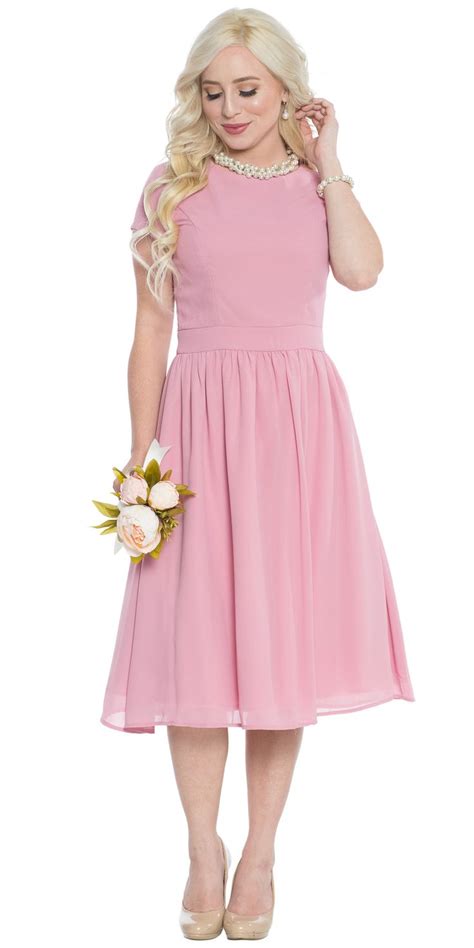 Jen Lucy Semi Formal Modest Bridesmaid Dress In Bridal Blush Pink Dusty Pink Or Mauve