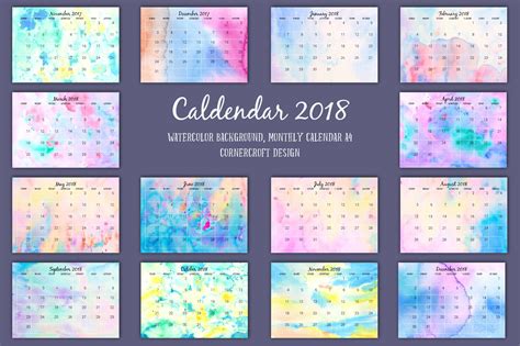 Malaysia calendar 2018 | allowed to help my own web site, in this time period i'll show you with regards to malaysia calendar 2018. 2018 Calendar Monthly Watercolor ~ Stationery Templates ...