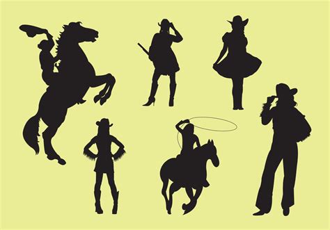 Vector Illustration Of Cowgirl Silhouettes 96775 Vector Art At Vecteezy