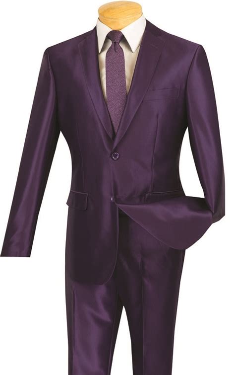 Vinci Mens Shiny Purple Slim Fit Suit Skinny Style S2rk 5 Slim Fit Boss