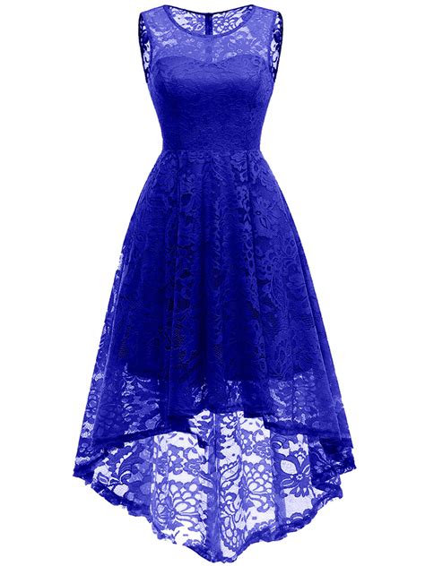 Market In The Box Womens Vintage Floral Lace Sleeveless Hi Lo Cocktail Formal Swing Dress