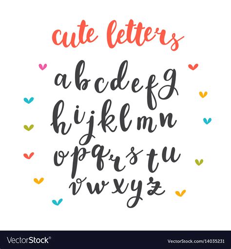 Cute Letters Hand Drawn Calligraphic Font Lettering Alphabet Stock