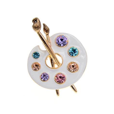 Artist Palette Pin Paint Palette Brooch With Rhinestones Etsy